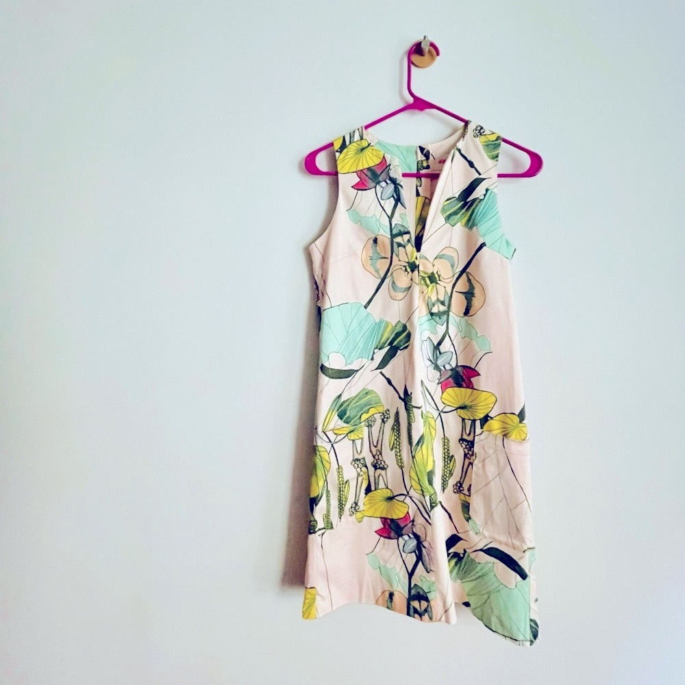 H&M Conscious Collection Shift Dress in Watercolor Plant Print
